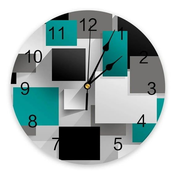 Geometric Color Blocks Line Wall Clock Modern Design Living Room Decoration Kitchen Silent Clock Home Decor