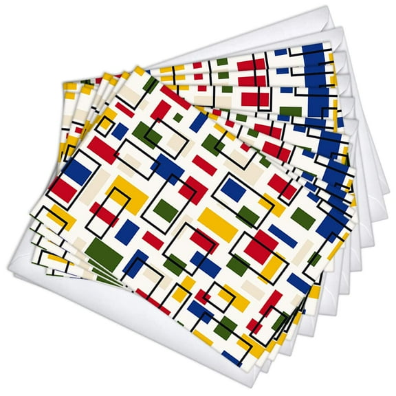 Geometric Color Thank You Blank Note Greeting Cards | 10 Pack Bulk Set (4X6)