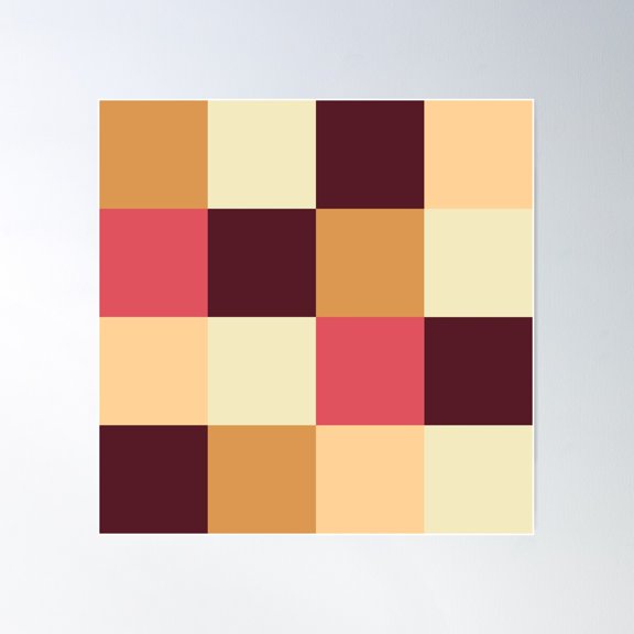 Geometric Colorblock Design Pattern Poster Wall Art, Modern Wall Decor For Living Room Bedroom, 16x16 UNFRAMED