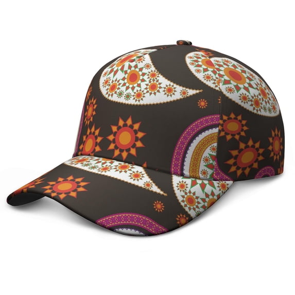 Geometric Colorful Baseball Cap – Art Paisley Boho Vintage Retro Ethnic Floral Abstract Decorative Pattern Mandala Exotic Artistic Elegant Classic Chic