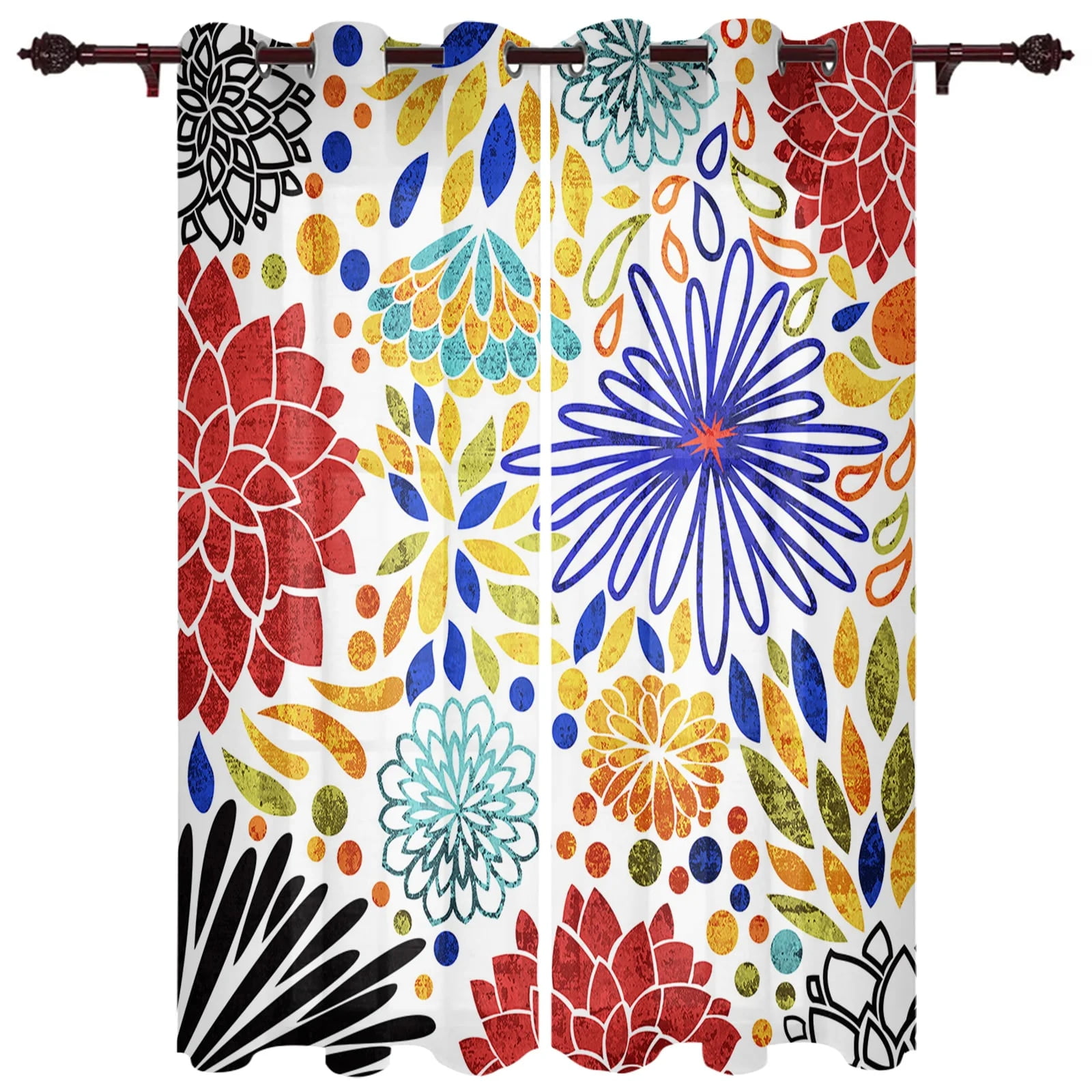 Geometric Colorful Radiant Flowers Curtains for Bedroom Living Room