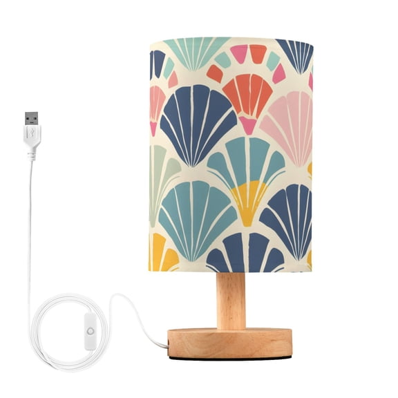 Geometric Colorful Shell Pattern Table Lamp with USB Port LED Warm Light Lamp Night Light Home Decor