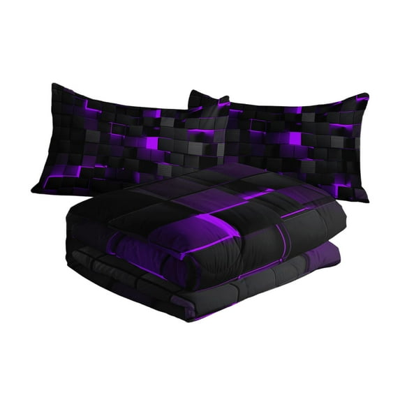 Geometric Comforter Set Full Size, Light Honeycomb 3 Piece Bedding Set - Modern Microfiber Quilt Set for Boys & Girls, All Season Decor with 1 Comforter 2 Pillowcases