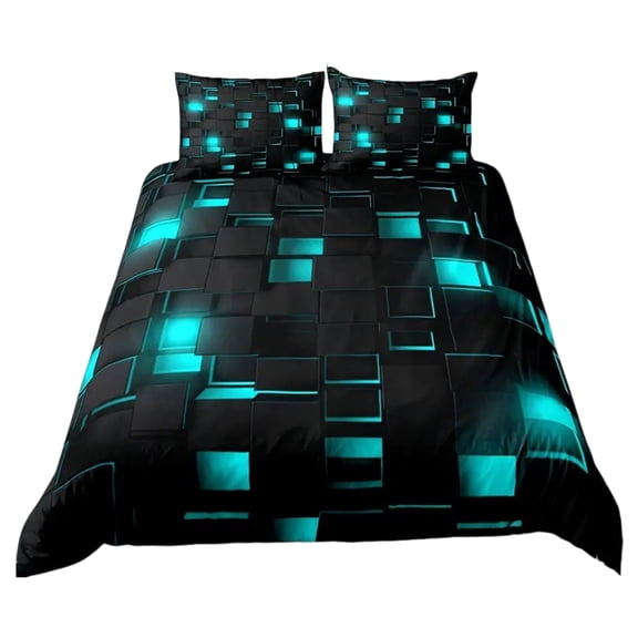 Geometric Comforter Set,Light Honeycomb Bedding Set 3 Piece In A Bag,Bed Sheet Set Geometry Decor,Lightweight All Season Mint Green