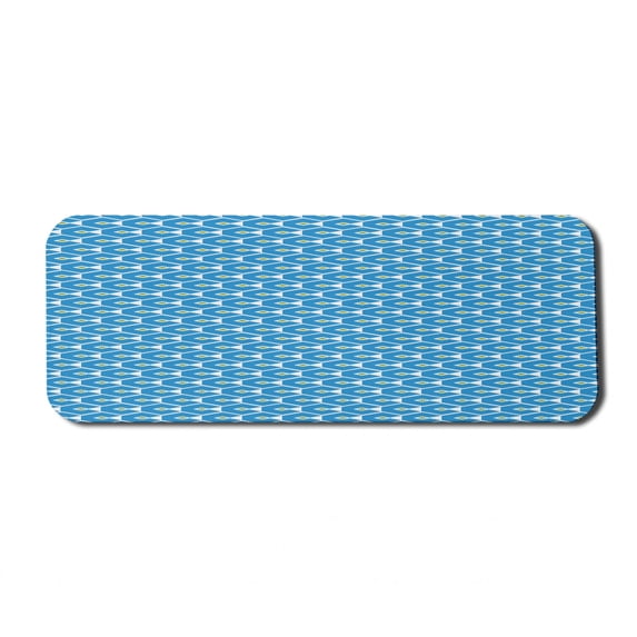 Geometric Computer Mouse Pad, Bicolour Design Modern Simplistic Pattern with Rhythmic Creative Shapes, Rectangle Non-Slip Rubber Mousepad Large, 31" x 12", Sea Blue Lime Green, by Ambesonne