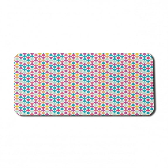 Geometric Computer Mouse Pad, Rhombus Shapes Abstract Illustration Rainbow Colored Geometric Angular Pattern, Rectangle Non-Slip Rubber Mousepad X-Large, 35" x 15", Multicolor, by Ambesonne