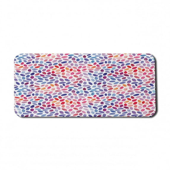 Geometric Computer Mouse Pad, Trippy Abstract Watercolor Mix Funky Structured Hand Drawn Print, Rectangle Non-Slip Rubber Mousepad X-Large, 35" x 15" Gaming Size, Multicolor, by Ambesonne