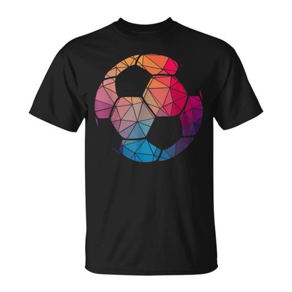 Geometric Cool Soccer Shape Modern Abstract Football Graphic Sports Fan T-Shirt, Size S, Color Black