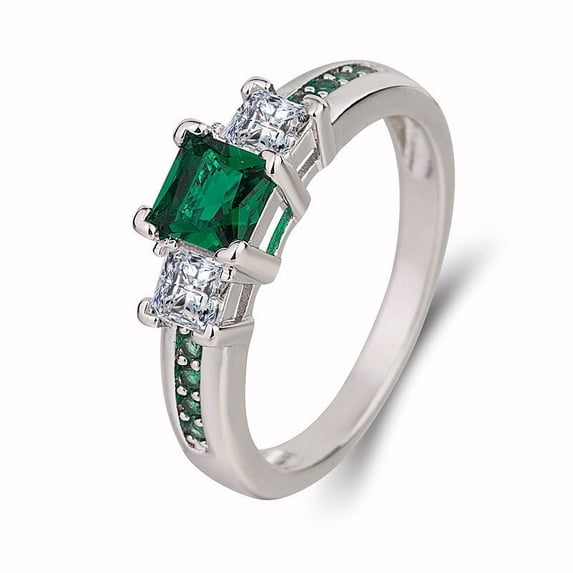 Geometric Copper Ring with Mosaic Electroplating Finish in Green Pink Blue White Polished Fashion Jewelry for Women