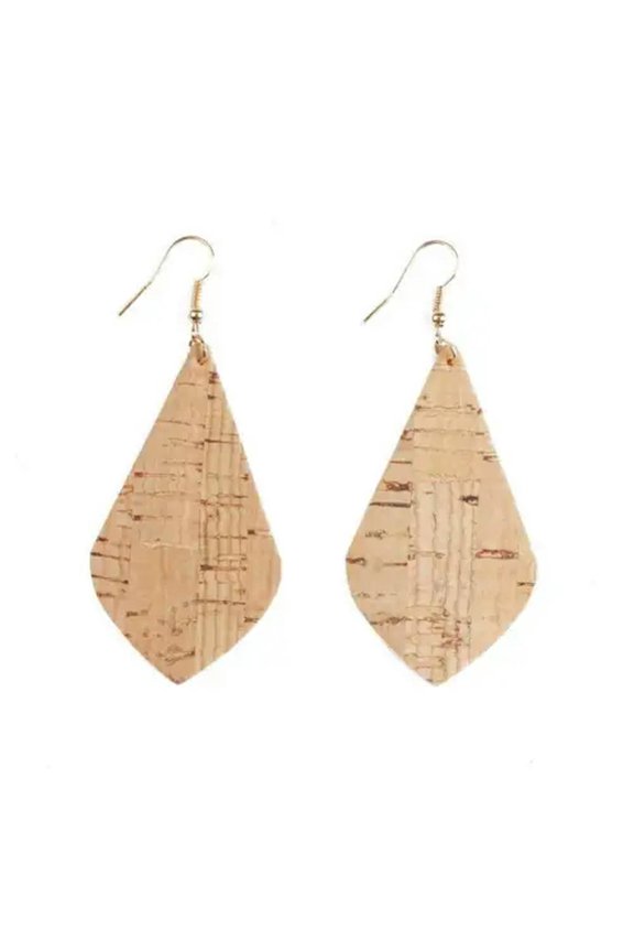 Geometric Cork Leather Arrow Teardrop Dangle Earrings Women Fall Jewelry Gifts