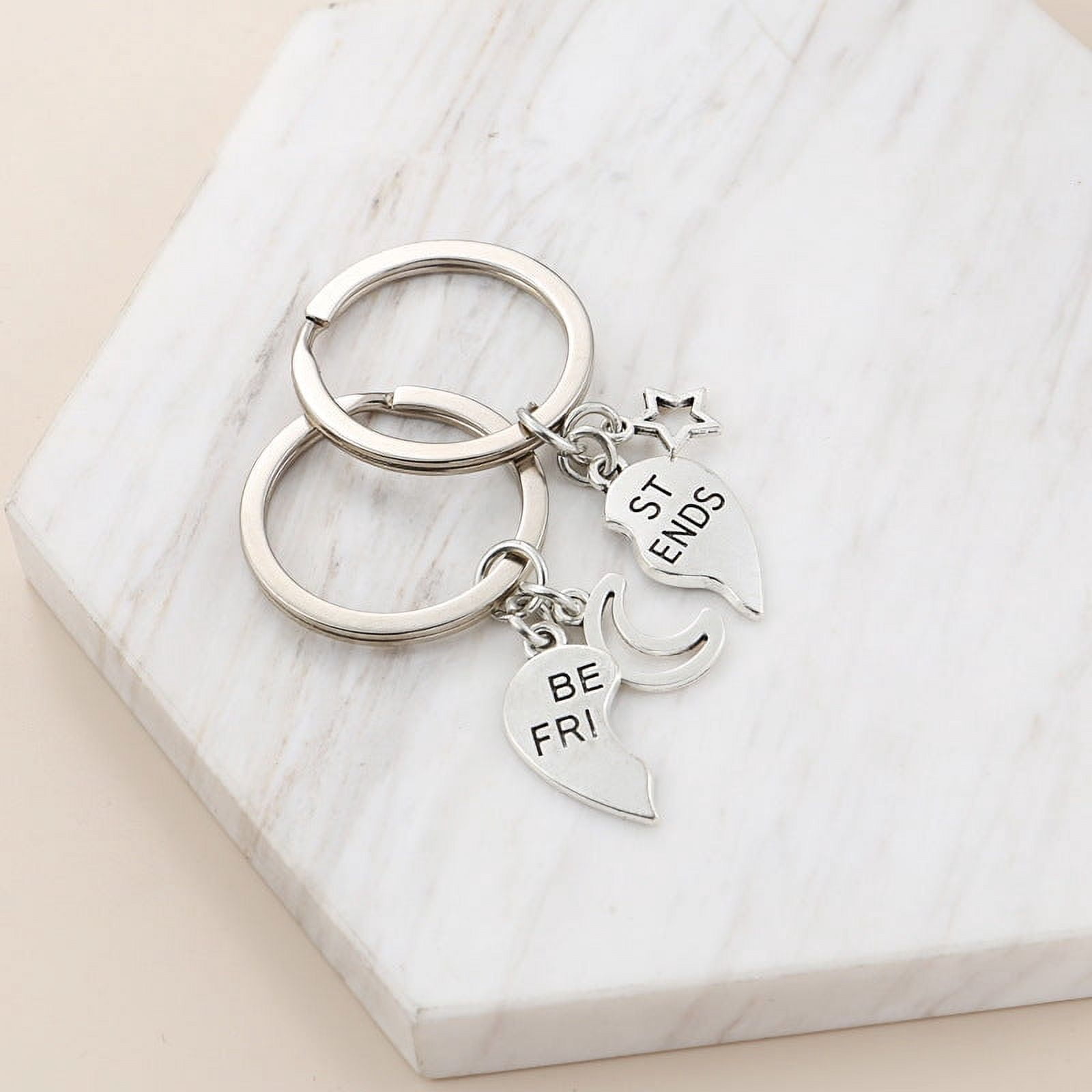 Geometric Couple Keychain, Metal Puzzle Letter Keychains, Simple Southeast Asia Style Accessories, Hollow Design Key Rings (Pair)