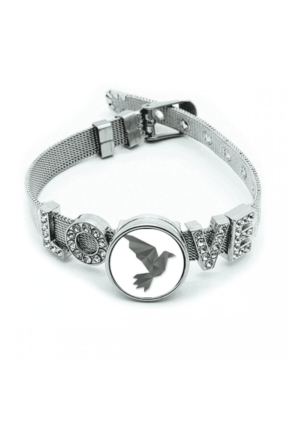 Geometric Crow Origa Pattern Bracelet Wristband Crystal Love Adjustable Bangle