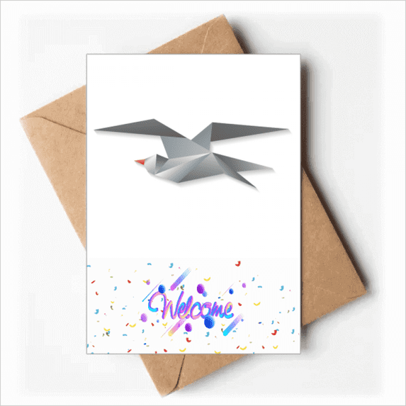 Geometric Crow Origa Pattern Welcome Back Greeting Cards Envelopes Blank