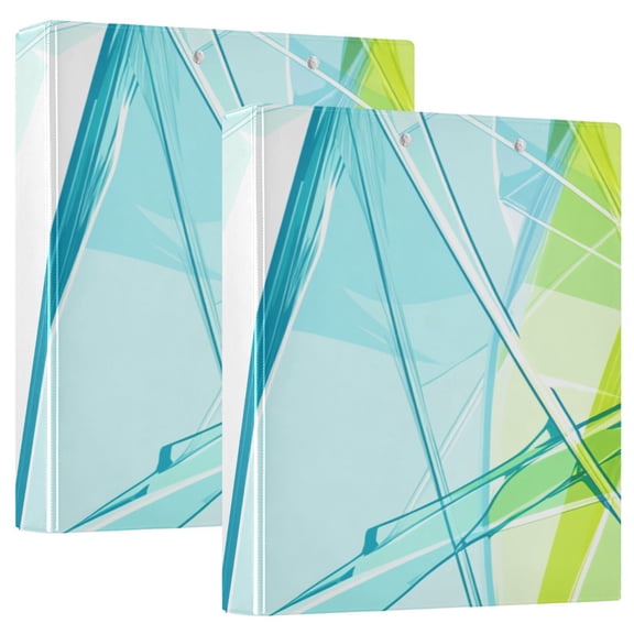 Geometric Crystal Structure 12.4x10.6in PVC Round Ring Binder, D-Ring 3-Hole, Metal Clip, 200 Sheets