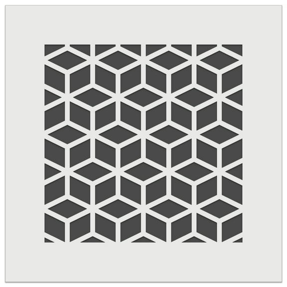 Geometric Cube Optical Illusion Pattern DIY Cookie Wall Craft Stencil - 4.5 Inch