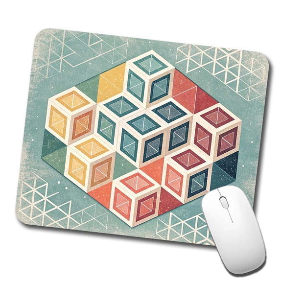 Geometric Cube Pattern Design Mouse Pad Low Profile Gaming Mat