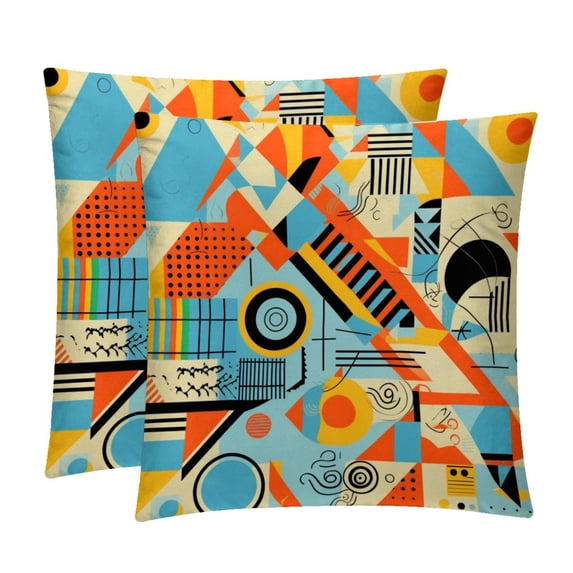 Geometric Cube Set of 2 Velvet Throw Pillow Covers Inserts for Bed Pillow, Decorative Pillows - 16x16 18x18 20x20 Inches with Unique Patterns for Various Occasions
