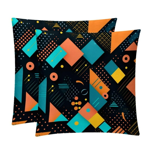 Geometric Cube Velvet Pillow Covers Set of 2 with Unique Patterns for Decorative Pillows - 16x16, 18x18, 20x20 Inches for Various Occasions