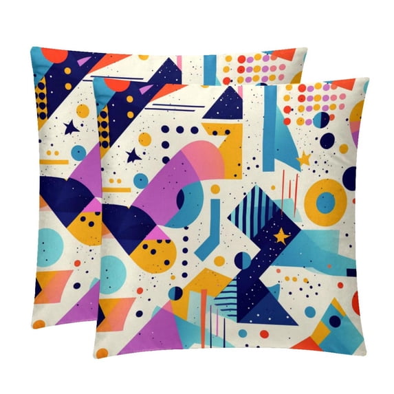 Geometric Cube Velvet Throw Pillow Covers Set of 2 with Unique Patterns for Bed and Sofa, Available in 16x16, 18x18, and 20x20 Inches for Various Occasions