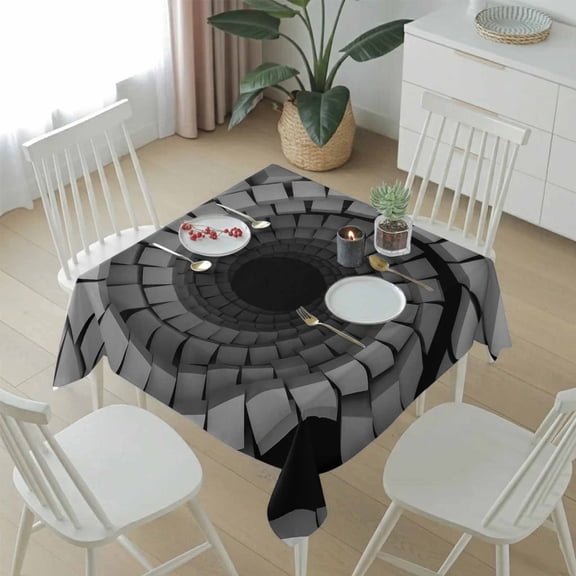 Geometric Cube Vortex Table Cloth 54x54in, Waterproof Square Tablecloth Wipeable Tablecloths Modern 3D Background Table Covers for Dining Tables Party Indoor Outdoor