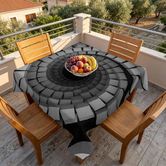 Geometric Cube Vortex Table Cloth 60x60in, Waterproof Square Tablecloth Wipeable Tablecloths Modern 3D Background Table Covers for Dining Tables Party Indoor Outdoor