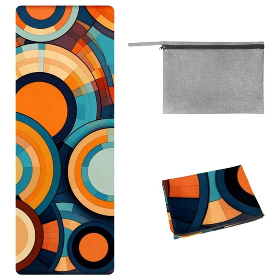 Geometric Cube Yoga Mat Towel with Storage Bag - 72.8"x26.8" - Suitable for Hot Yoga, Pilates, Fitness - Yoga Blankets Included