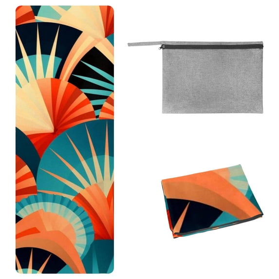 Geometric Cube Yoga Mat Towel with Storage Bag, 72.8"x26.8" - Suitable for Yoga, Pilates, Fitness, Gym Towels, Yoga Towel