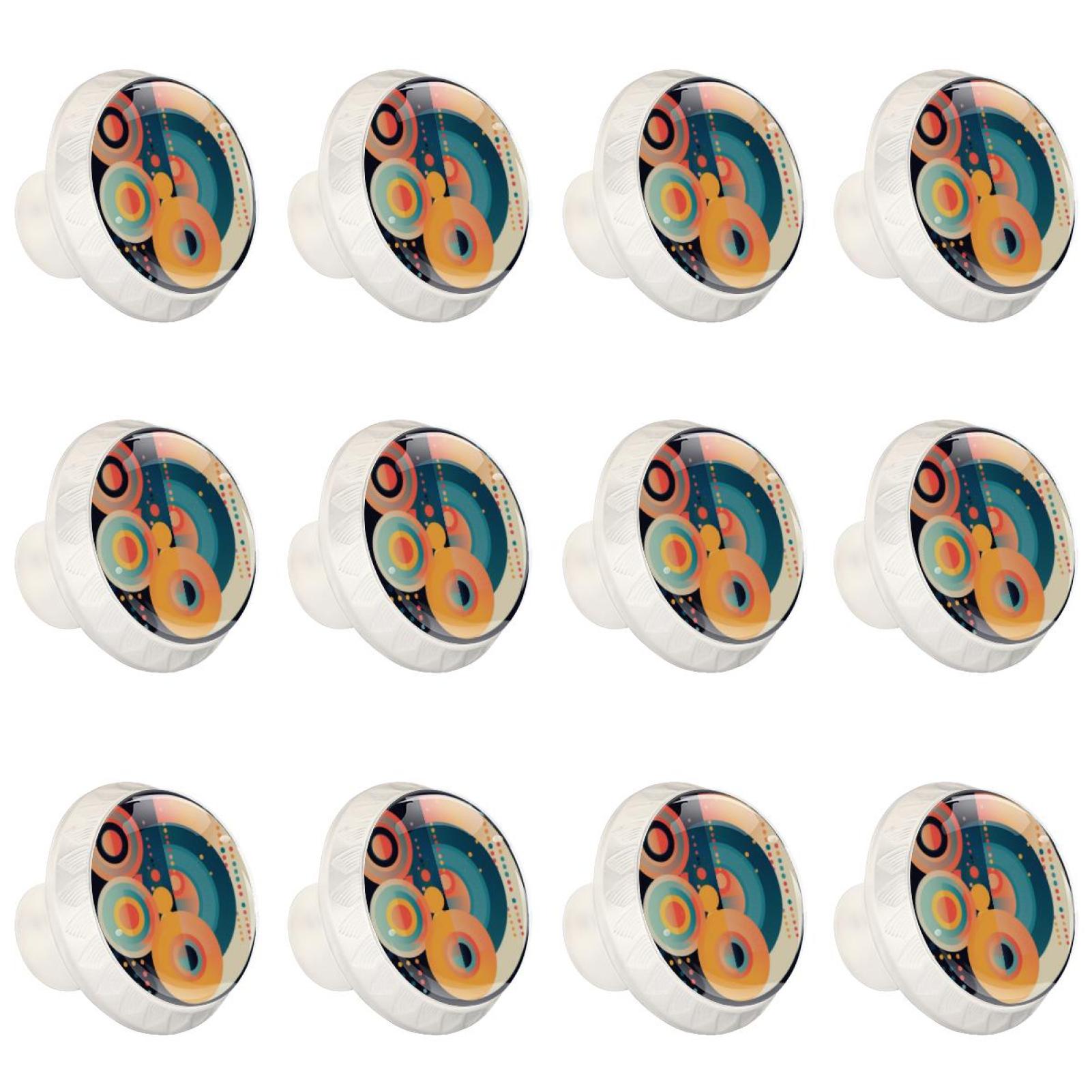 Geometric Cubic Math 12 Pcs White Round Drawer Pulls with Screws,ABS ...