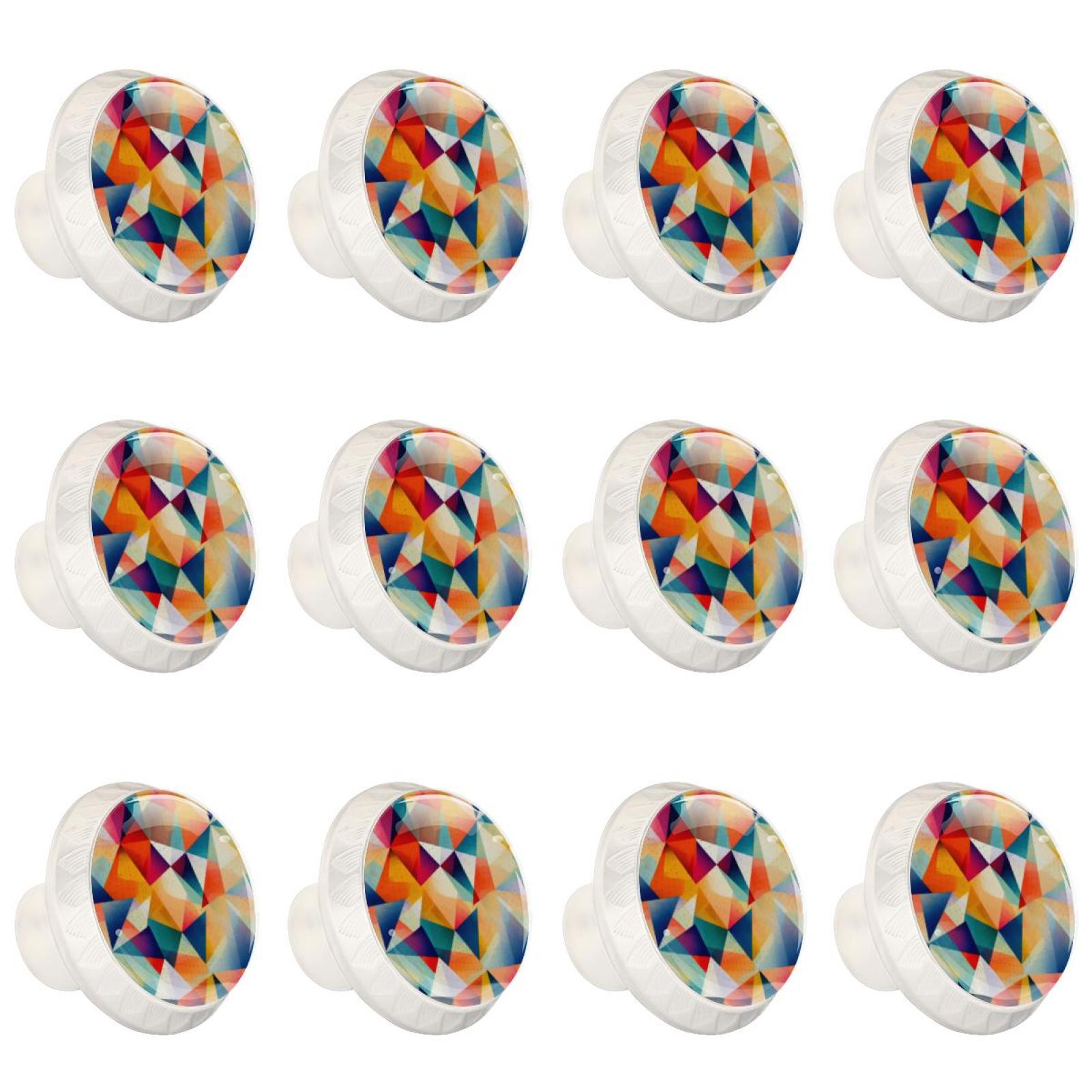 Geometric Cubic Math 12 Pcs White Round Drawer Pulls with Screws,ABS ...