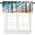 thumbnail image 1 of Geometric Curtain Valance Teal Blue Modern Aesthetic Brown Abstract Windows Short Curtain Valance for Kitchen Bedroom Bathroom Decor with Rod Pocket, One Panel 54X18 Inches, 1 of 6