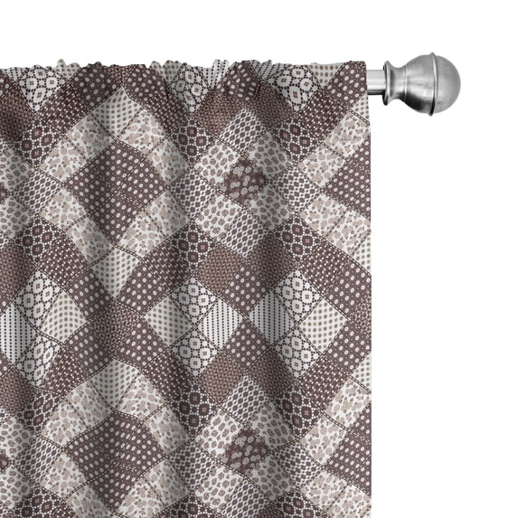 Geometric Curtains 2 Panels Set, Abstract Patchwork Pattern with Floral Elements Dot and Snowflakes Rhombus Design, Window Drapes for Living Room Bedroom, 56"W X 84"L, Multicolor, by Ambesonne