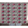 thumbnail image 1 of Geometric Curtains 2 Panels Set, Bullseye Rhombuses with Hand Drawn Flowers Abstract Shapes Illustration, Window Drapes for Living Room Bedroom, 108W X 84L Inches, Pink Eggshell Black, by Ambesonne, 1 of 3