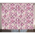 thumbnail image 1 of Ambesonne Geometric Curtains 2 Panel Set, Doodle Style Leaf, 108" x 63", Purple Pink Olive Green, 1 of 3