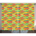 thumbnail image 1 of Ambesonne Geometric Curtains 2 Panel Set, Funky Tiles, 108" x 63", Jade Green Marigold, 1 of 3