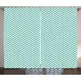 thumbnail image 1 of Geometric Curtains 2 Panels Set, Geometric Line Pattern Zig Zag Stripes Chevron Style Minimalist Design, Window Drapes for Living Room Bedroom, 108W X 84L Inches, Sea Green and White, by Ambesonne, 1 of 3