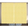 thumbnail image 1 of Ambesonne Geometric Curtains 2 Panel Set, Triangle Square Shape, 108" x 108", Marigold and White, 1 of 3