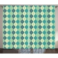 thumbnail image 1 of Ambesonne Geometric Curtains 2 Panel Set, Abstract Oval Shape, 108" x 108", Cadet Blue Pale Green, 1 of 3