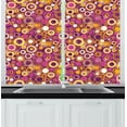 thumbnail image 1 of Geometric Curtains 2 Panels Set, Retro Style 70s like Vintage Circles and Rounds Water Drops like Image Artwork, Window Drapes for Living Room Bedroom, 55W X 39L Inches, Multicolor, by Ambesonne, 1 of 2