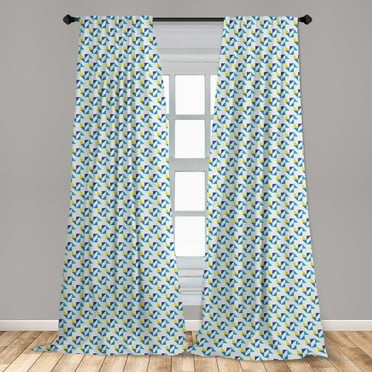 Geometric Curtains 2 Panels Set, Simplistic Contemporary Pattern of Motif with Triangles, Window Drapes for Living Room Bedroom, 56"W X 95"L, Pearl Sea Blue, by Ambesonne