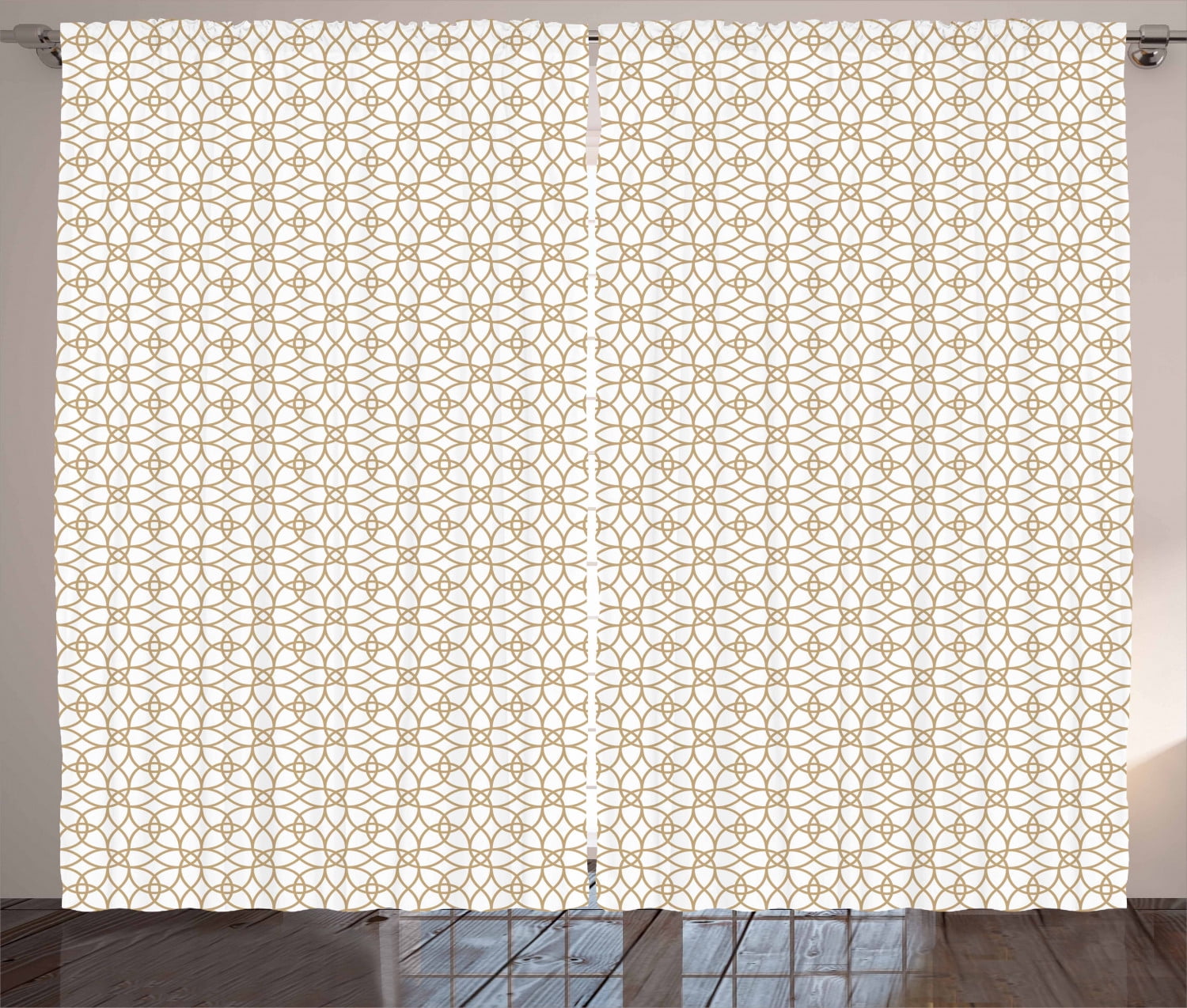 Ambesonne Geometric Curtains 2 Panel Set, Trellis Fence Form, 108