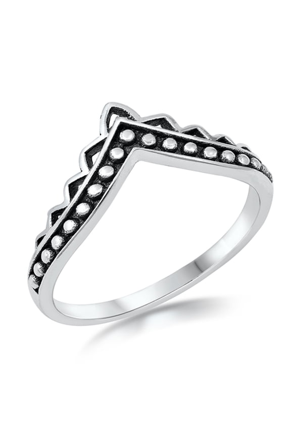 Geometric Cutout Chevron Dot Ring .925 Sterling Silver Band Jewelry Female Male Unisex Size 12