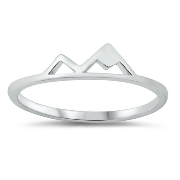 Geometric Cutout Mountain Ring .925 Sterling Silver Band Jewelry Female Male Unisex Size 3