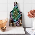 thumbnail image 1 of Geometric Cutting Board, Colorful Squares Framework Abstract Style Modern Graphic Design Art Print, Decorative Tempered Glass Cutting and Serving Board, Wine Bottle Shape, Multicolor, by Ambesonne, 1 of 1
