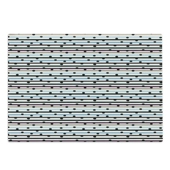 Geometric Cutting Board, Horizontal Stripes Background with Many Colors Monochrome Hand Drawn Dots Pattern, Decorative Tempered Glass Cutting and Serving Board, Large Size, Multicolor, by Ambesonne