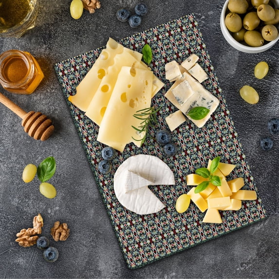 Geometric Cutting Board, Polygonal Composition with Pixel Art Inspirations Colorful Rhombuses Triangles, Decorative Tempered Glass Cutting and Serving Board, Small Size, Multicolor, by Ambesonne