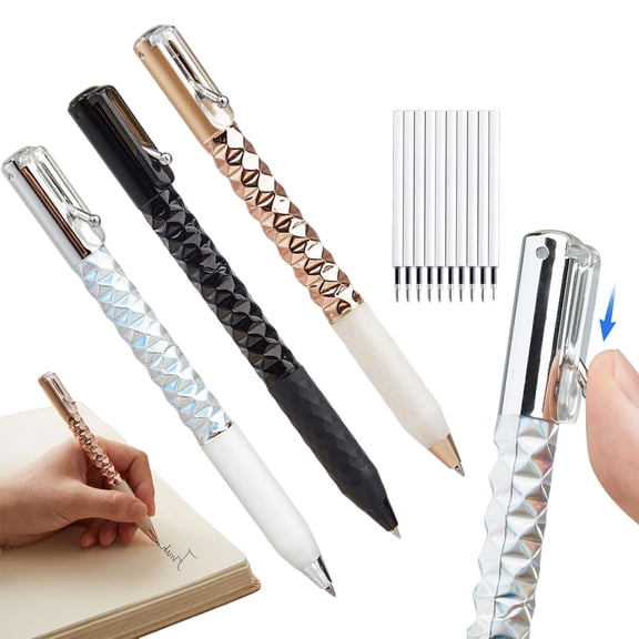 Geometric Decompression Pen, Crinkle Pens Funny Pens for Adults,Metallic Geometric Morphing Ballpoint Pen, Metal Shape Shifting Switch Pen, with 10 Refills