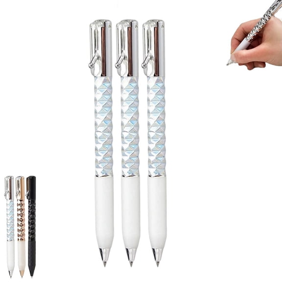 Geometric Decompression Pen, Funny Geometric Metal Crinkle Pen, Geometrics Metal Crinkle Pens, 0.5mm Retractable Metals Shape Shifting Switch Pens for Writing and Drawing