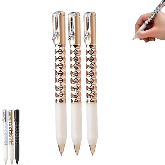 Geometric Decompression Pen, Funny Geometric Metal Crinkle Pen, Geometrics Metal Crinkle Pens, 0.5mm Retractable Metals Shape Shifting Switch Pens for Writing and Drawing