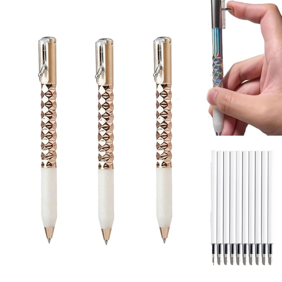 Geometric Decompression Pen, Geometric Crinkle Pen, Metallic Geometric Morphing Ballpoint Pen, Metal Shape Shifting Switch Pen, with 10 Refills