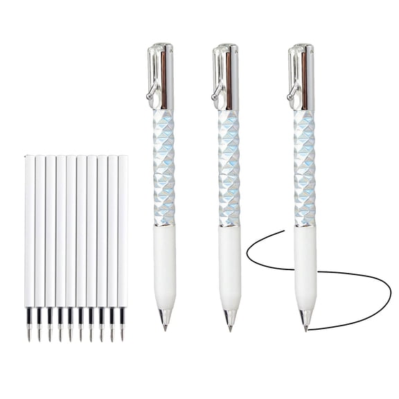 Geometric Decompression Pen — Press to Transform, Crinkle Pens Funny Pens for Adults,Metallic Geometric Morphing Ballpoint Pen, Metal Shape Shifting Switch Pen, with 10 Refills